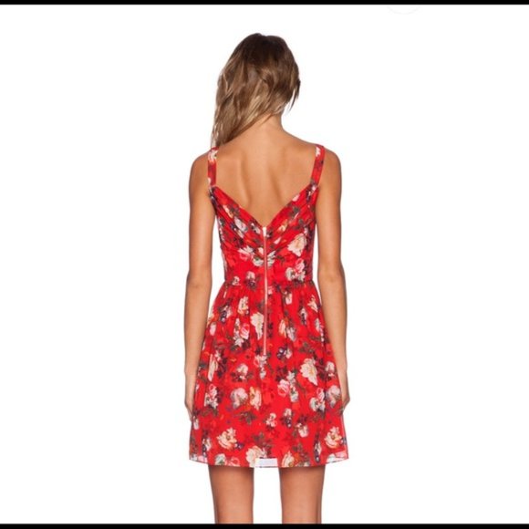 Kooples Red Mini Dress - Floral - Size Medium - Picture 2 of 3